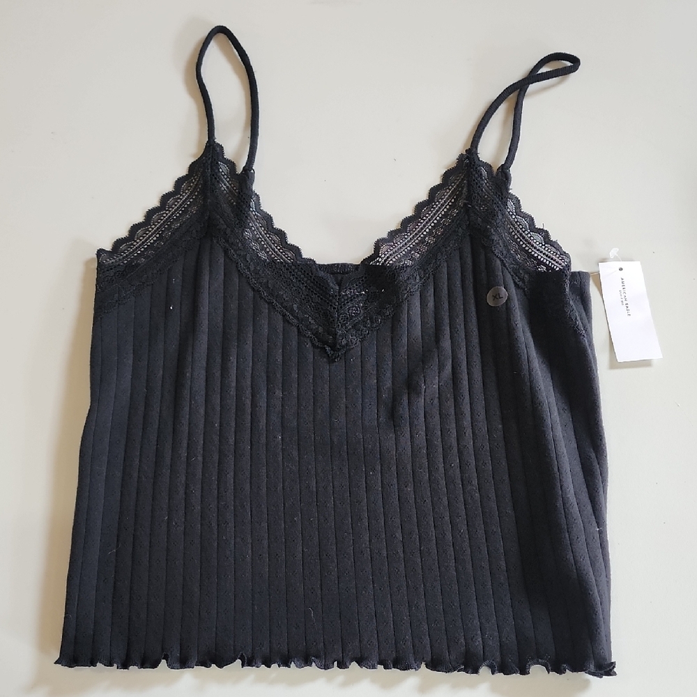 American Eagle Outfitters Black Lace-Trimmed Camisole